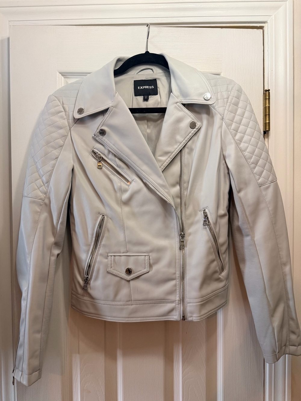 Grey/Blue Express Faux Leather Jacket